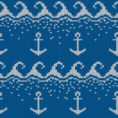 Knitted seamless pattern with anchor