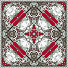 Traditional ornamental floral paisley bandanna Square ornament N78