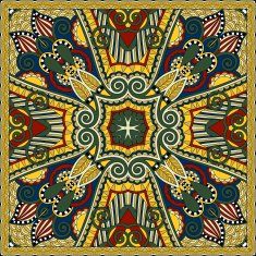 silk neck scarf or kerchief square pattern design in ukrainian N57