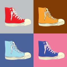 Hand drawn vintage sport shoes Pop art style