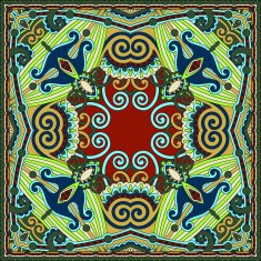 Traditional ornamental floral paisley bandanna Square ornament N87