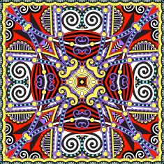 Traditional ornamental floral paisley bandanna Square ornament N91
