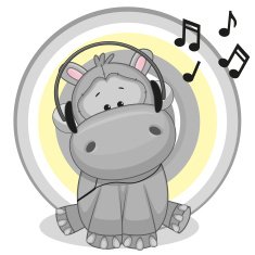 Hippo with headphones N2