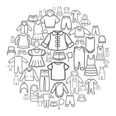 Line icons of children clothing