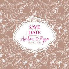 Elegant invitation card on flower seamless background N4