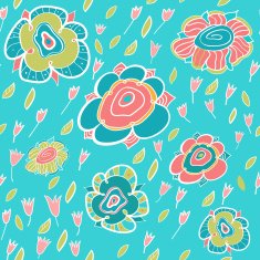 Vector seamless pattern with flowers and tulips Summer template