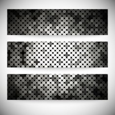 Set of horizontal banners Background vector with shiny silver paillettes