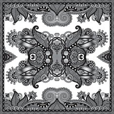 grey ornamental floral paisley bandanna N21