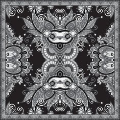 grey ornamental floral paisley bandanna N23