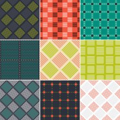 Set of colorful abstract square quilted patterns