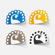 Realistic paper sticker peacock N6