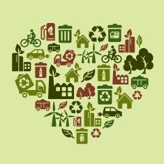 Environmental Protection Icons in Heart Shape