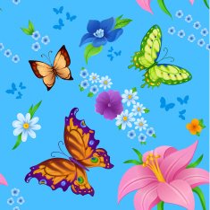 background of colorful butterflies flying and flowers N3