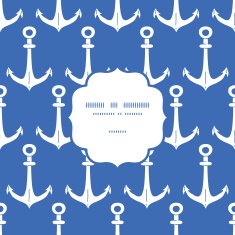 Vector anchors blue and white frame seamless pattern background
