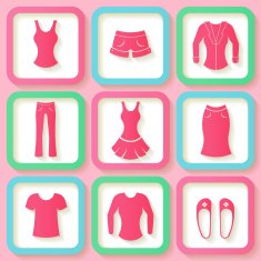 Set of 9 icons female clothing