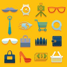 Set of fashion flat icons N129