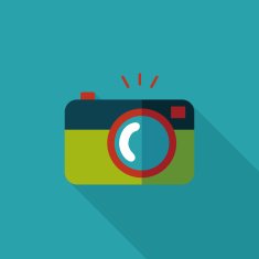 camera flat icon with long shadow N60