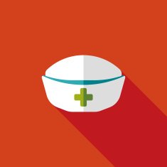 nurse hat flat icon with long shadow N12