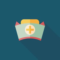 nurse hat flat icon with long shadow N13