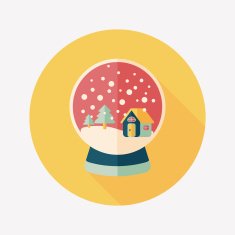 snow globe and gifts flat icon with long shadow eps10 N36