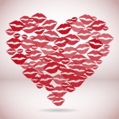 Heart shape made with print kisses