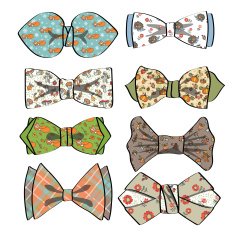 Colored bow tie with simple pattern Retro fashion set