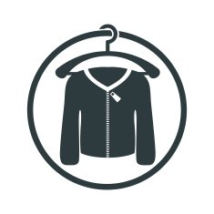 Jacket vector icon on a hanger isolated