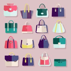 Flat icons set of fashion bags N4