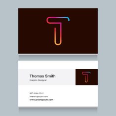 Logo alphabet letter "T" with business card template