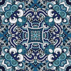Abstract blue vintage damask paisley seamless vector design