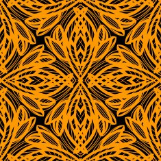 Abstract floral seamless pattern in black and gold