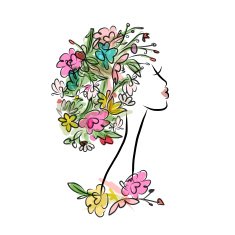 Female profile with floral hairstyle for your design N5