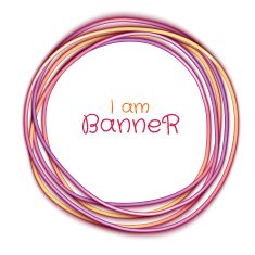 Vector rounded banner with sample text on white background N8