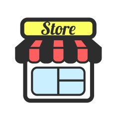 Stock vector store color supermarket flat icons