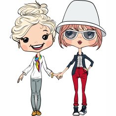 Vector hipster cute girls