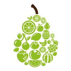 Fruits Icons in Pear Shape N3