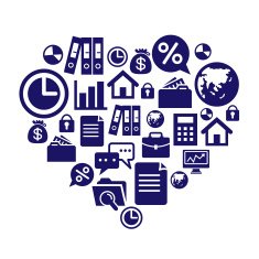 Business Icons in Heart Shape N2