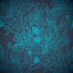 Magic blue hand drawing seamless background