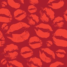 Woman lips pattern on red background Lipstick kiss
