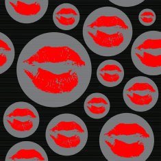 Woman lips pattern in Pop Art style Lipstick kiss