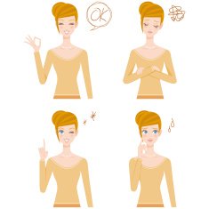Various poses of the woman