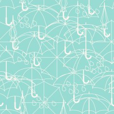 Seamless pattern with cute umbrellas in flat design style