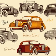 Stylish seamless wallpaper pattern with retro cars