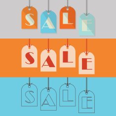Abstract SALE hanging tags in different styles