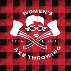 Red flannel Female Axe Throwing label crest or badge design N2