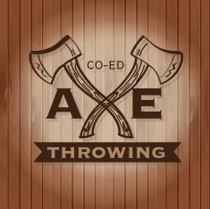 Wood Co-ed Axe Throwing label crest or badge design