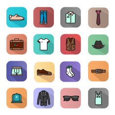 Flat set of clothes icons