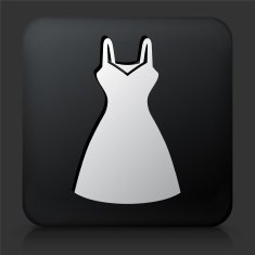 Black Square Button with Dress Icon N6