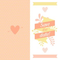 Wedding invitation card with pretty stylized flowers