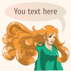 Red hair girl with speech bubble